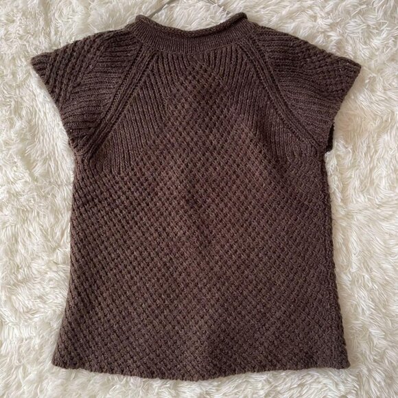 Ensue Short Sleeve Knit Cardigan M Brown Layered Outerwear - Picture 3 of 6